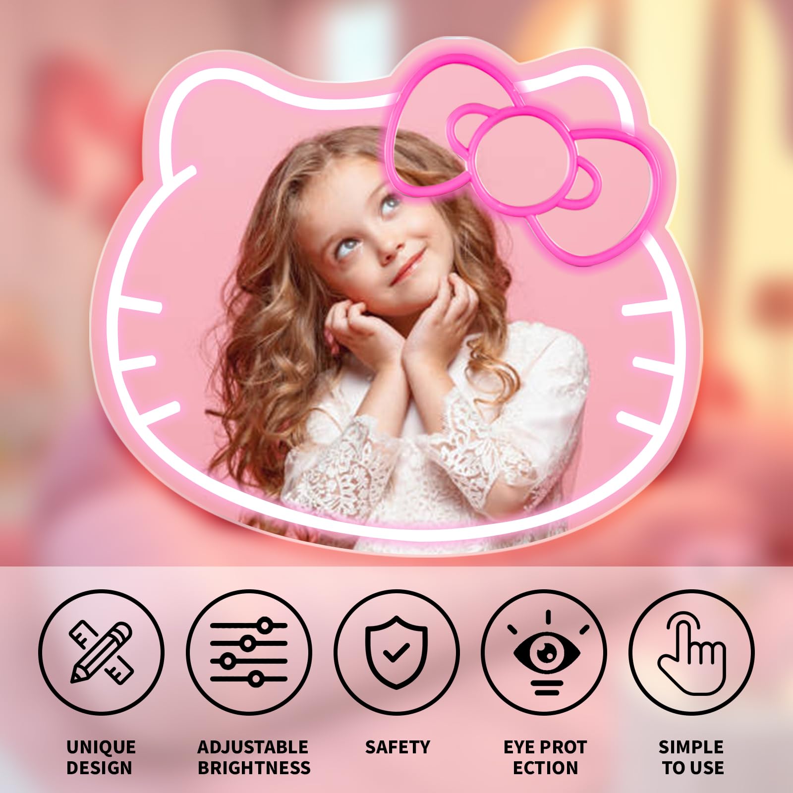 Y2k Room Decor Anime Hello Kit Mirror With Light Neon Signs For Wall