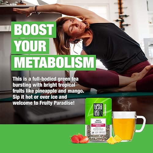 Vista 42 de Tiesta Tea - Máquina verde magra, hoja suelta, té verde cítrico claro, mezcla de hojas sueltas de primera calidad, cafeína media, prepara hasta 50