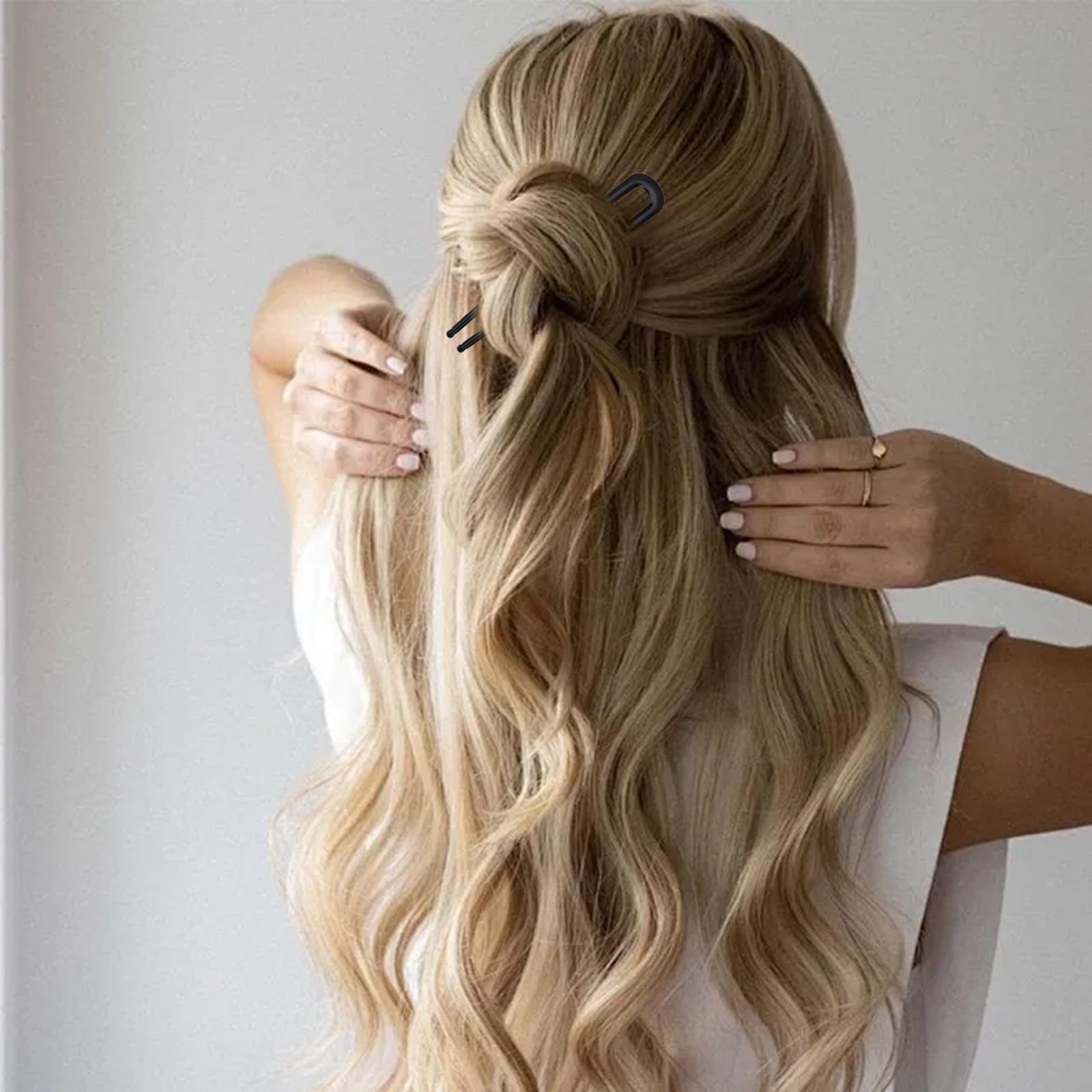 Forcine per capelli francesi, 8 forcine nere per capelli da donna, pettini laterali in metallo, forcine per capelli a forma di U, per chignon, forcine per capelli per acconciature