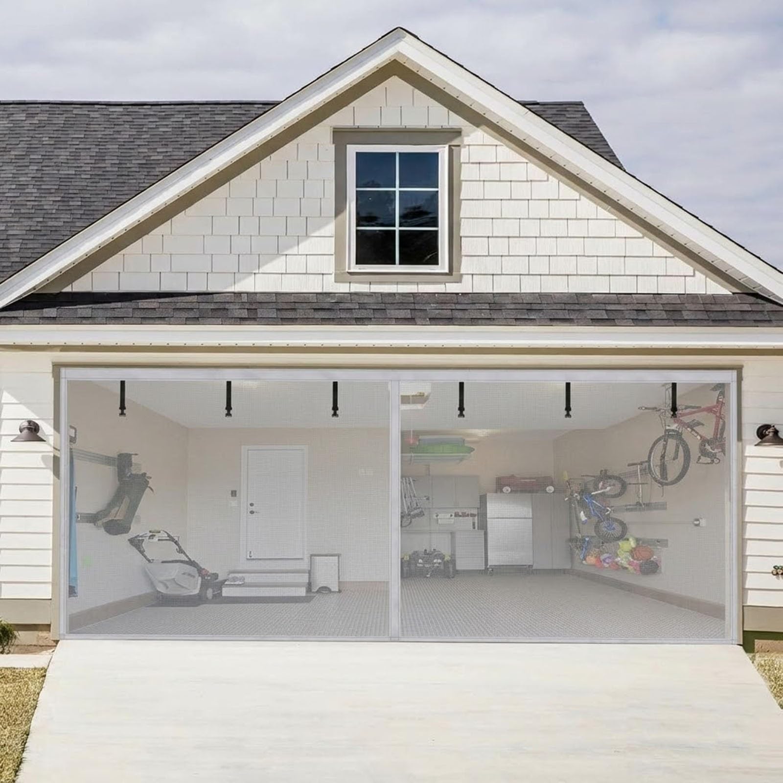 Moustiquaire magnétique de garage blanche 183x183cm en fibre de verre