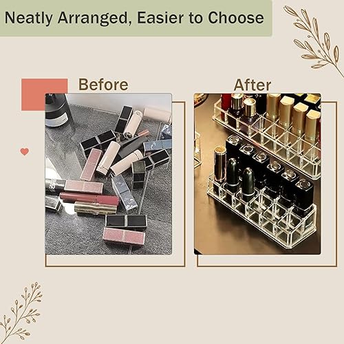 Miniatura 4 de Paquete de 4 organizadores de lápiz labial, soporte de lápiz labial acrílico transparente de 12 ranuras, organizador de maquillaje para tocador,