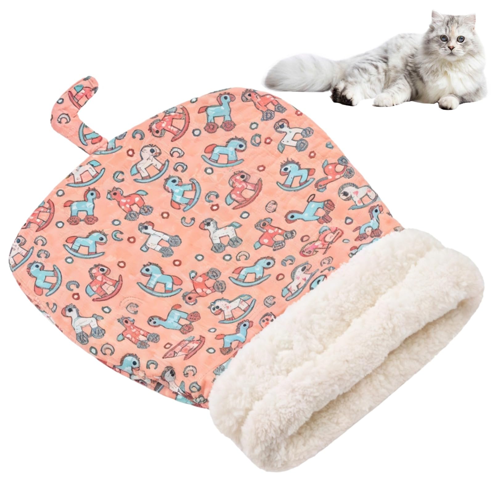 Packool Cat Sleeping Bag, Indoor Cat Winter Sleeping Bag, Warm Cat Bed, Cozy Soft Plush Cat Sleeping Bag, Large Cat Sack, Self Warm Temperature Lock Pet Bed for Cats and Small Dogs, 21.6 x 17.7 Inches