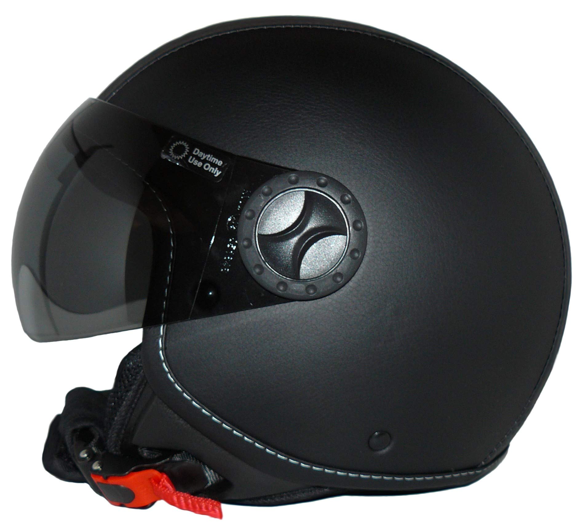 Męski kask motocyklowy H730, skórzany kask motocyklowy H730, skóra z powłoką ze sztucznej skóry, wzór pilotki, czarna powłoka ze sztucznej skóry, S EU