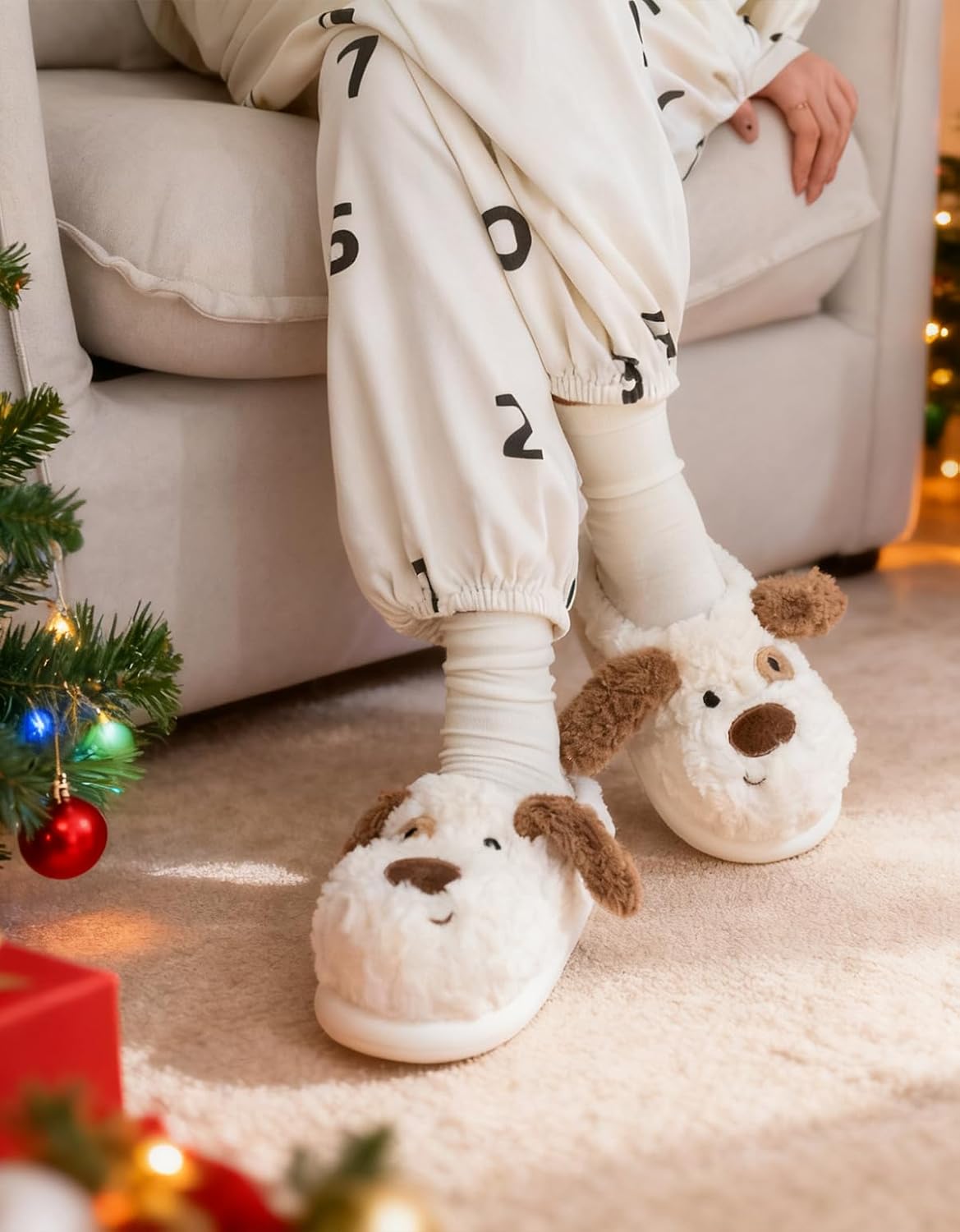 Dog Slippers for Women Men,Fluffy Animal Slippers