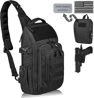 DBTAC Tactical Personal Defense EDC Bags & Packs | 10L Military Shoulder Backpack with Sling for Concealed Carry, Range, Travel, Hiking, Outdoor Sports (Black)