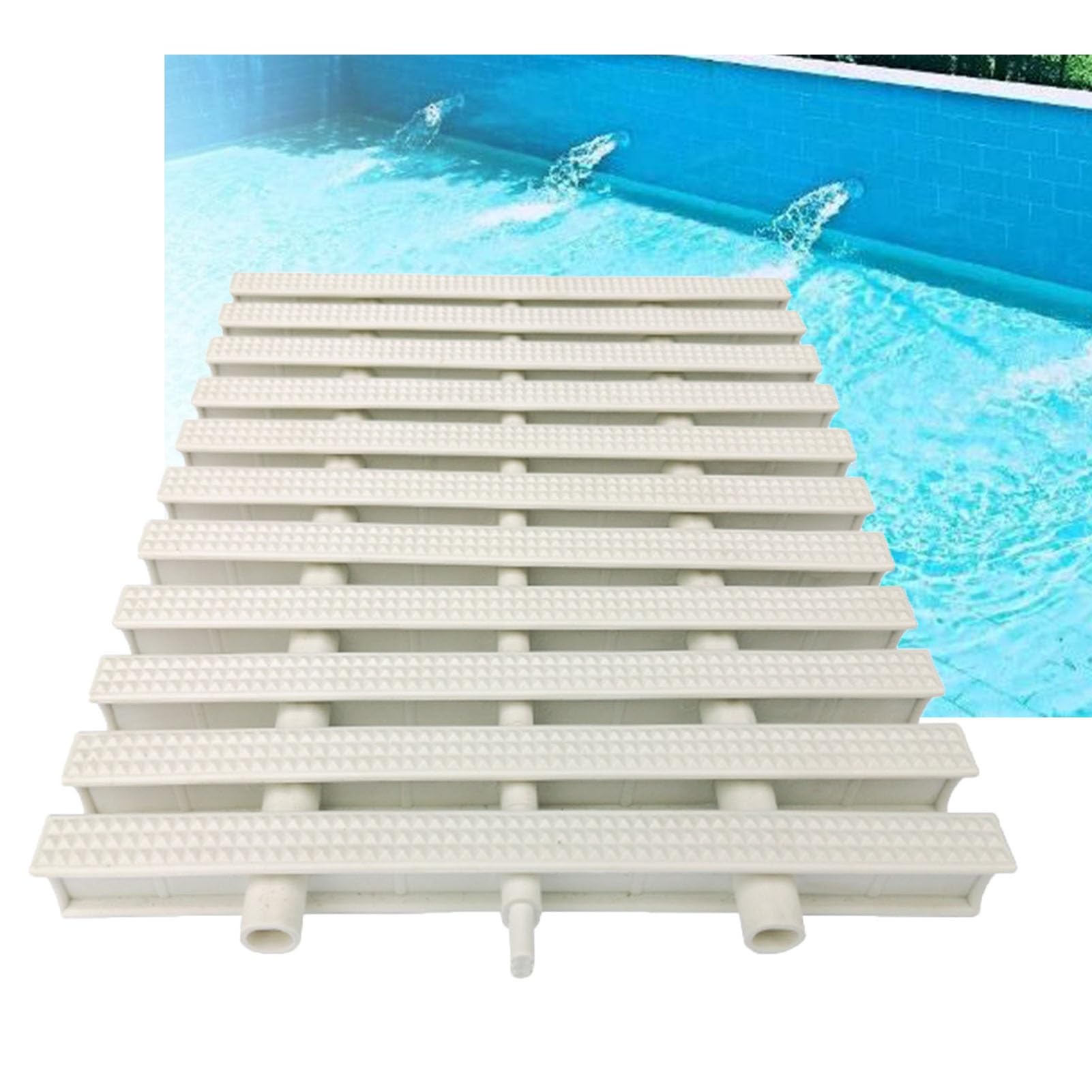 Griglia di Giunzione per Piscina, griglia di Troppo Pieno per grondaia, griglia di Scarico a Tre Fori per Piscina Fuori Terra e Doccia per Balcone/passerella, Dimensioni opzionali