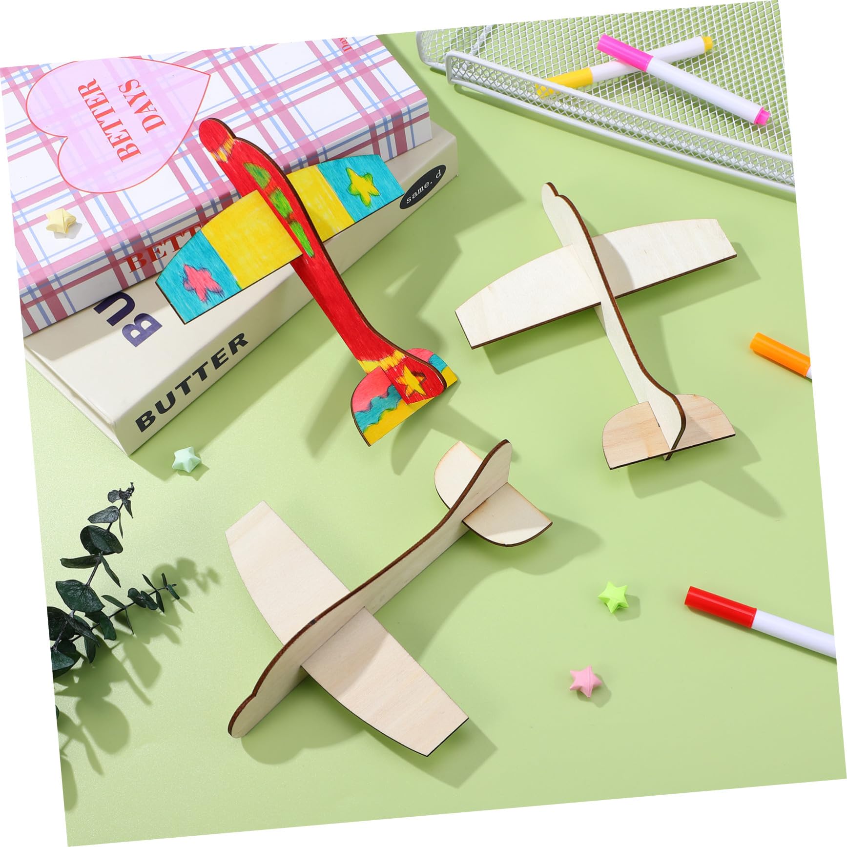 Kit di Modellini Aerei in Legno da 20 Pezzi per Ragazzo Ragazza Superficie Liscia, per Back To School Party e Attività di Pittura Fai-da-te