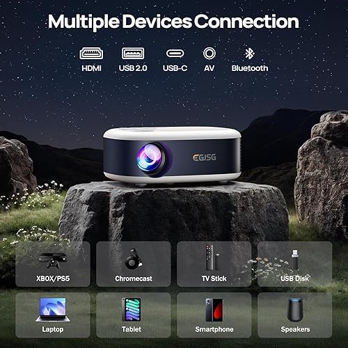 Miniatura 7 de Proyector con WiFi y Bluetooth, proyector portátil Full HD 1080P, proyector para exteriores compatible con 4K, WiFi 6 sin retrasos, compatible con
