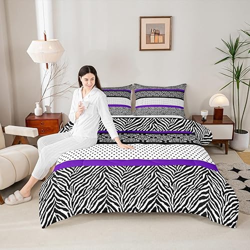 Miniatura 127 de Castle Fairy Juego de ropa de cama con estampado de cebra, tamaño matrimonial, juego de edredón de animales de África y vida silvestre, juego