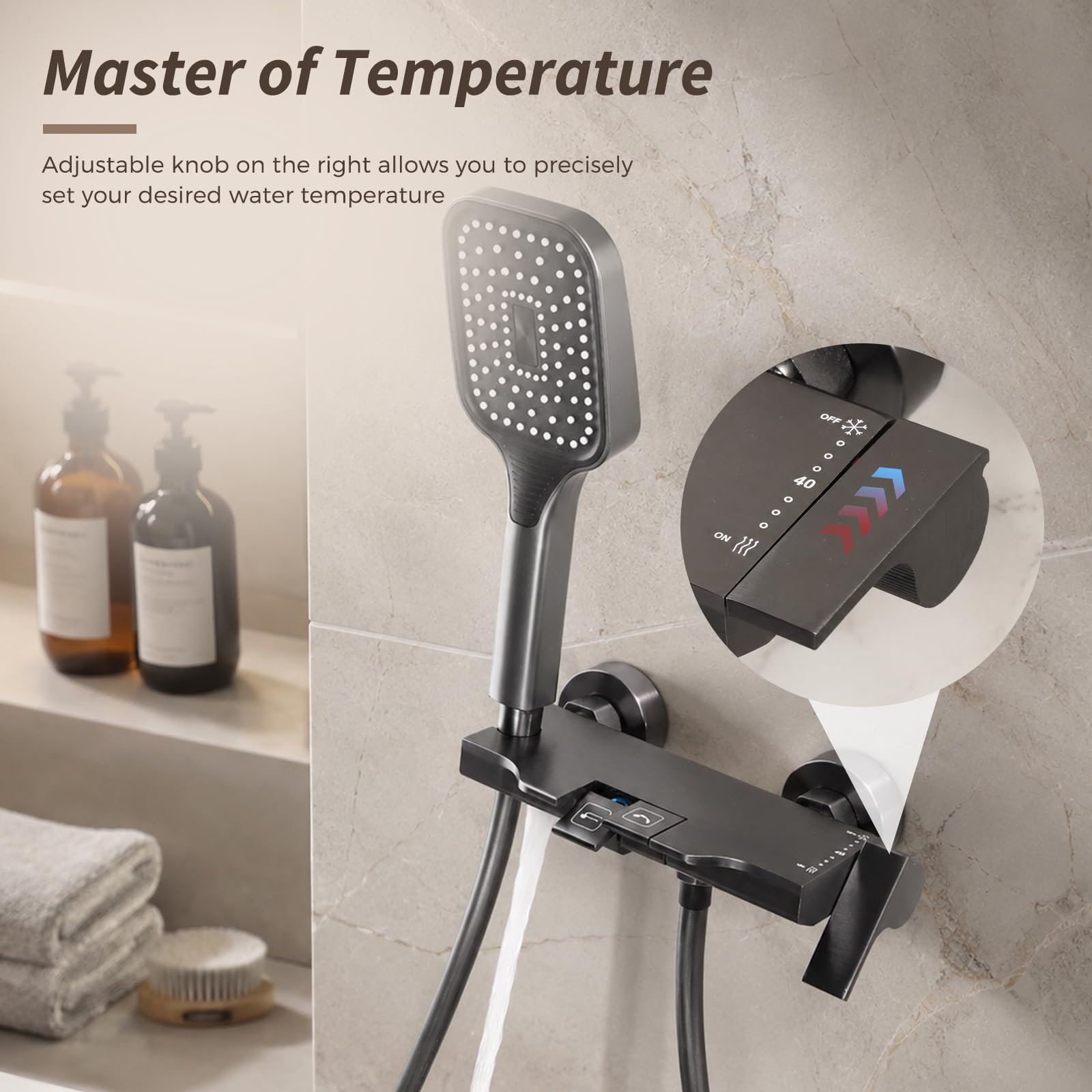 Mezclador de baño cascada con llaves de piano y ducha
