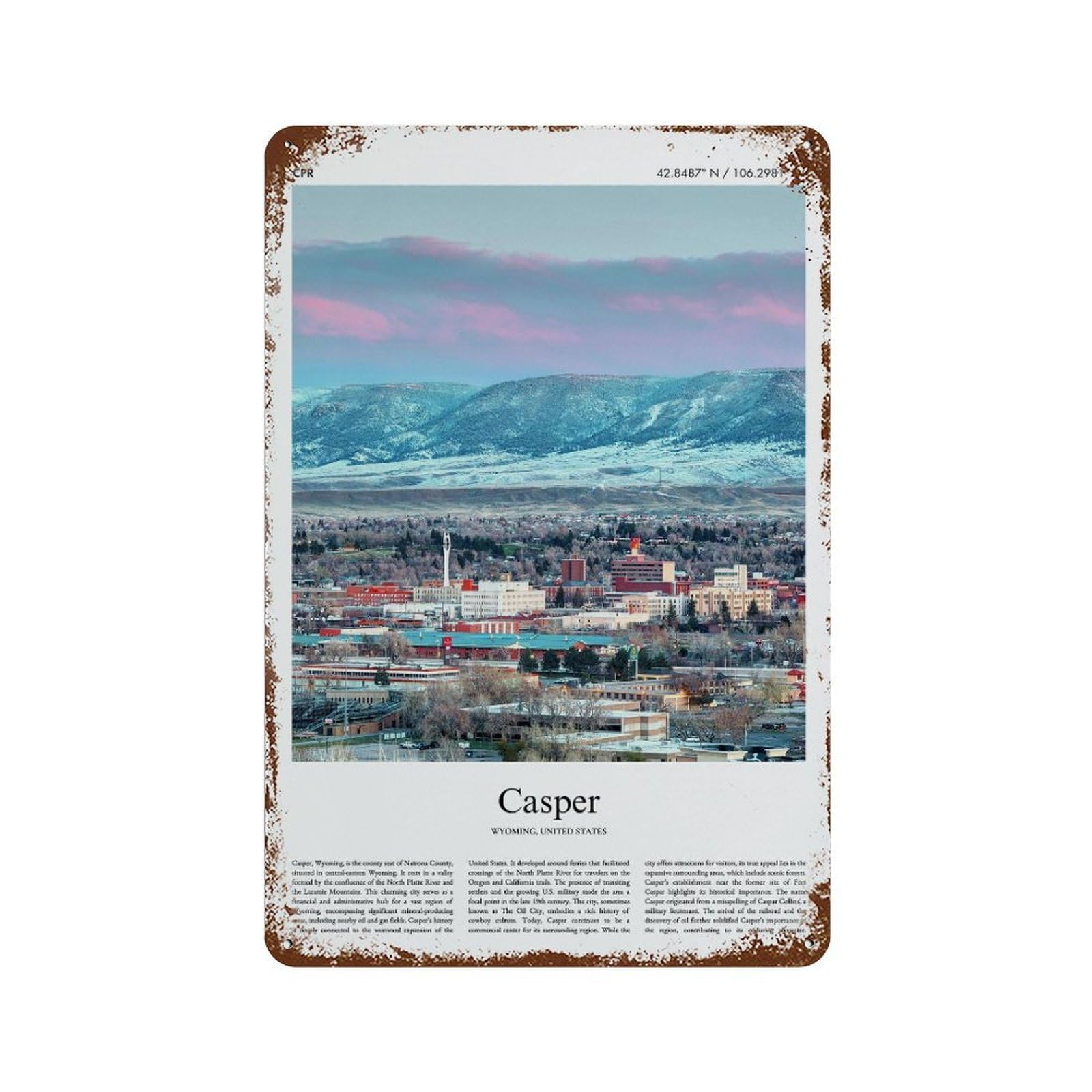 xiaoxiaoshen Casper Wyoming City Scenery Wall Decor Art Metal Tin Poster Modern Home Decor Art Home Bar Shop Decorations Vintage Sign 30x20cm
