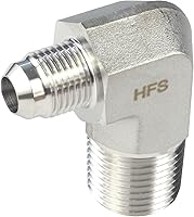 Vista 8 de HFS (R) 3/8" macho NPT a 3/8" macho JIC codo 90° Flare tubería de acero inoxidable 304 (3/8" MNPT x 3/8" MJIC)