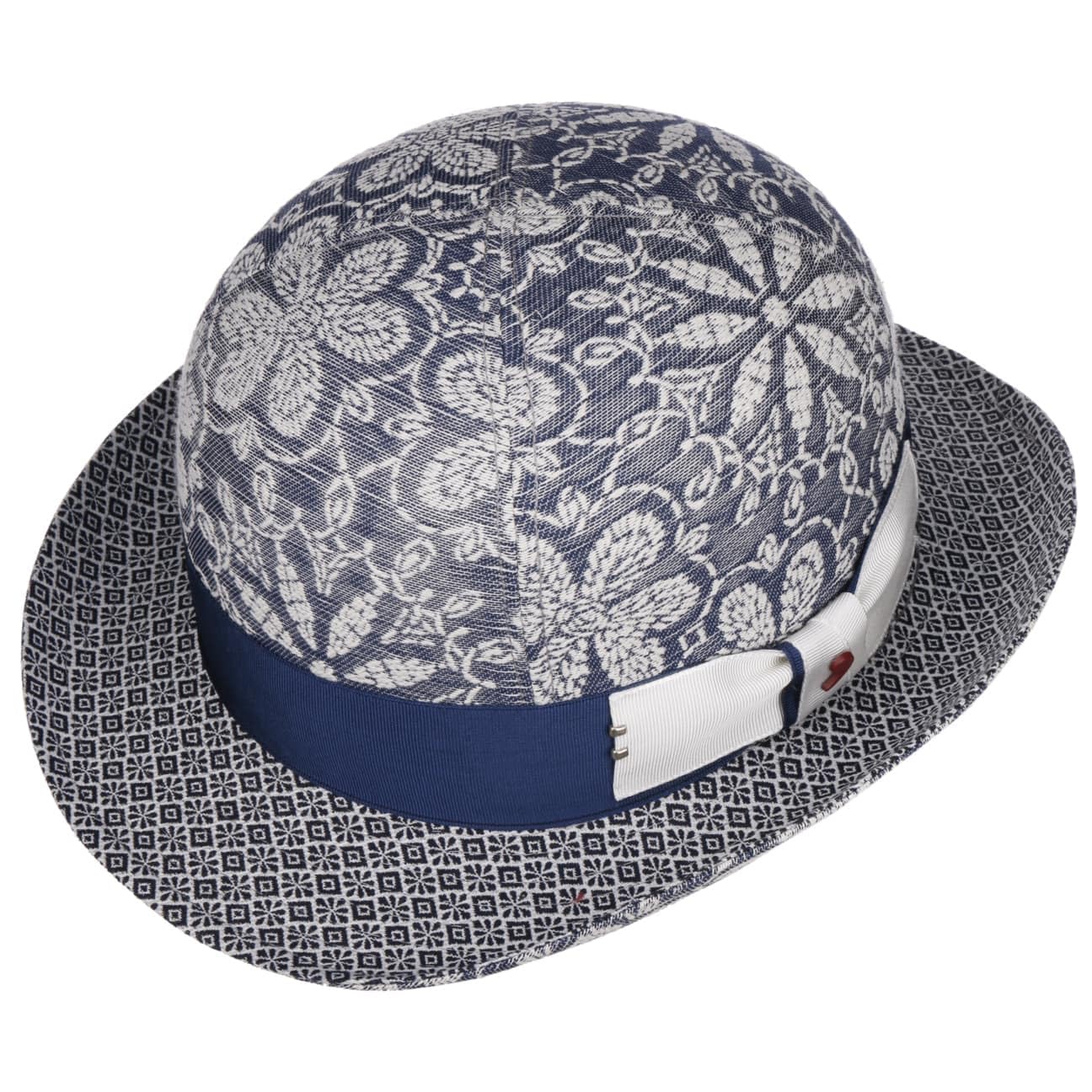 Bombín Spencey FlowerD’Este Mujer/Hombre - Made in Italy Sombrero de algodón Bowler con Forro, Banda Grosgrain Primavera/Verano
