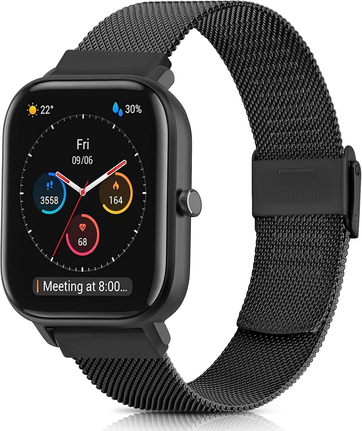 Wanme Correa Compatible con Amazfit GTS/Amazfit GTS 2 Correa, Pulsera de Repuesto Metal de Acero Inoxidable para Correas Amazfit Bip/Amazfit Bip Lite/Amazfit GTR 42mm Watch (Negro)