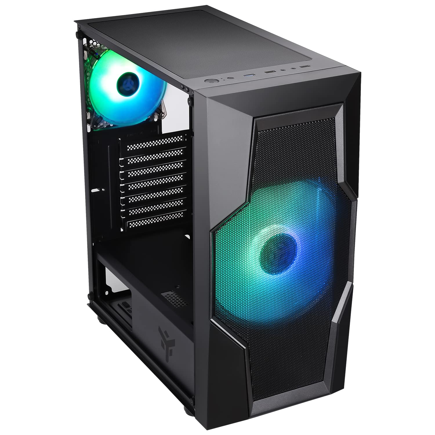 Itek Case OXYGEN Gaming Middle Tower, 20 cm e 12- cm ARGB Fan, USB3, Pannello Laterale in Vetro Temperato