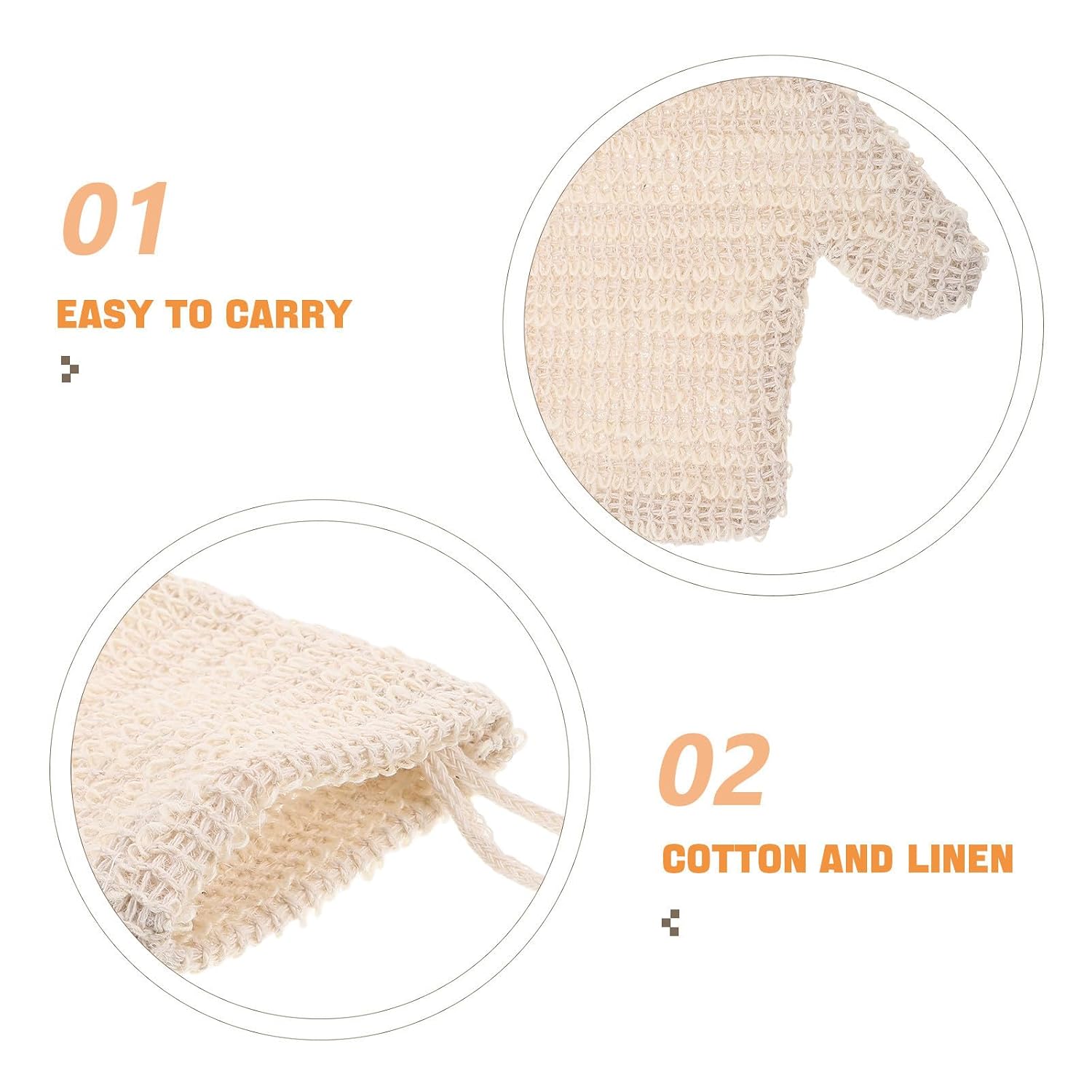 VICASKY 2pcs Shower Exfoliating Gloves Made of Cotton and Linen Foaming Action and Gentle Cleansing for Body Exfoliation and Skin Care Bath Accessories