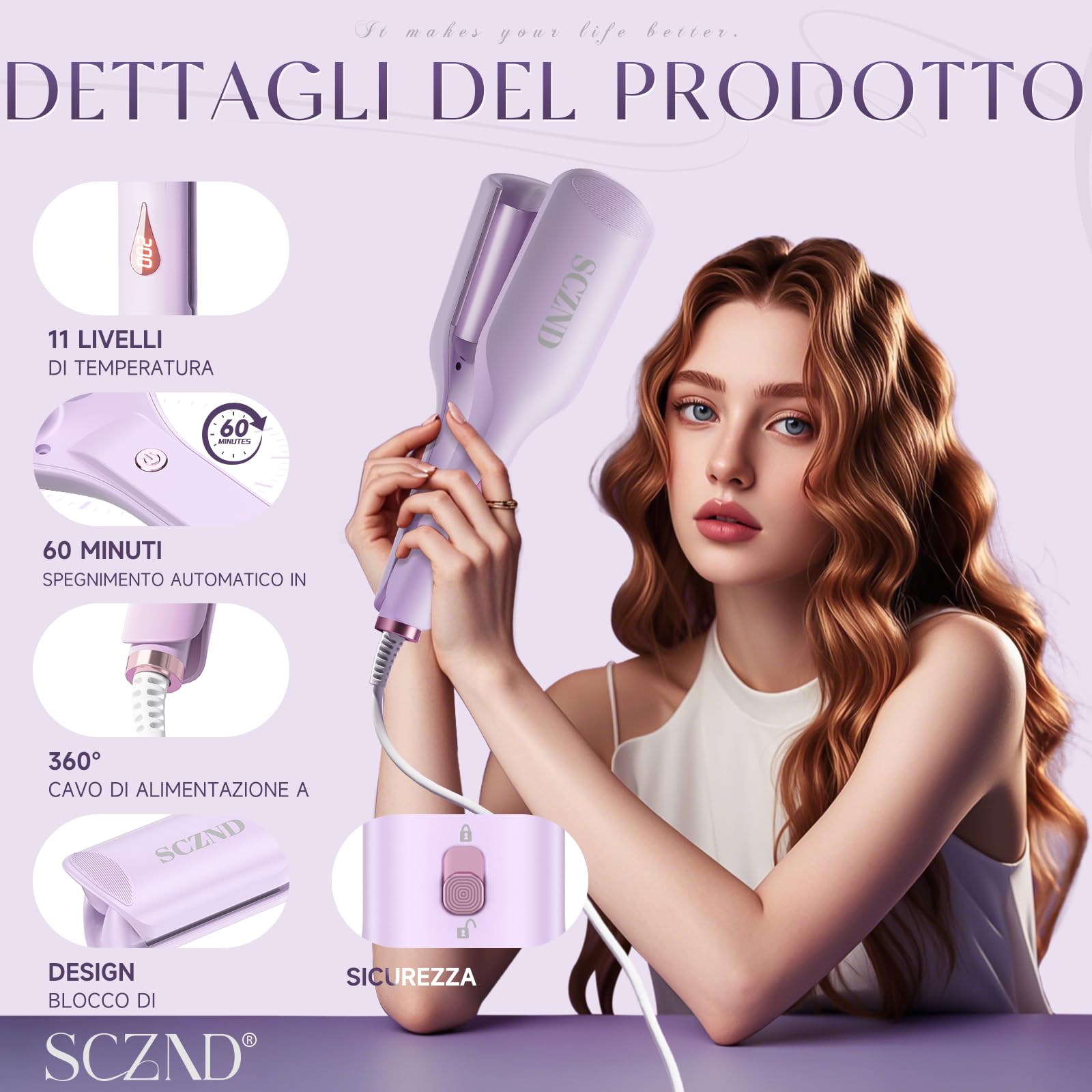 Piastra Onde per Capelli 32mm, Piastra Beach Waves per Principianti, Ondulatore per Capelli con 2 Barili 11 Temperature per Ragazze, Facile da Usare, Spegnimento Automatico dopo 1 Ora
