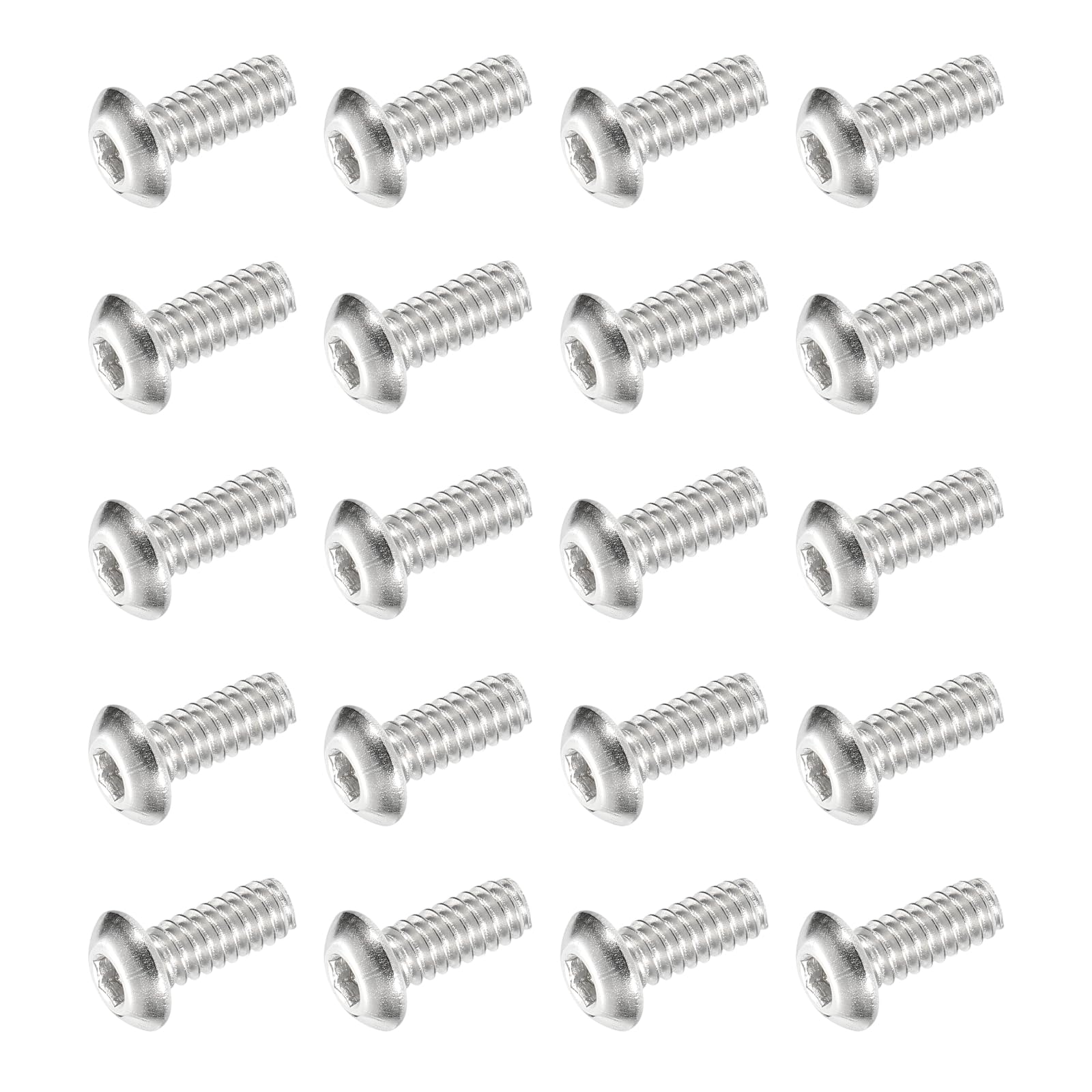 - PATIKIL Button Head Socket Cap Screws, 20 PCS #10-24 UNC x 1/2 Inch 304 Stainless Steel Hex Drive Fully Thread Machine Bolts Screw for Furniture Water Pump Light Fixture, Silver