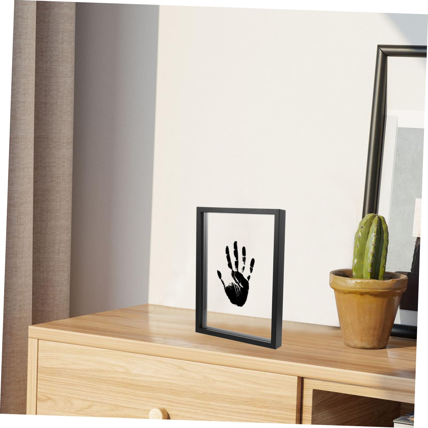 Familien Handabdruckrahmen und Acryl Schwarz mit Ständer Freistehend oder Aufhängen für Wand und Tischdeko Geschenk