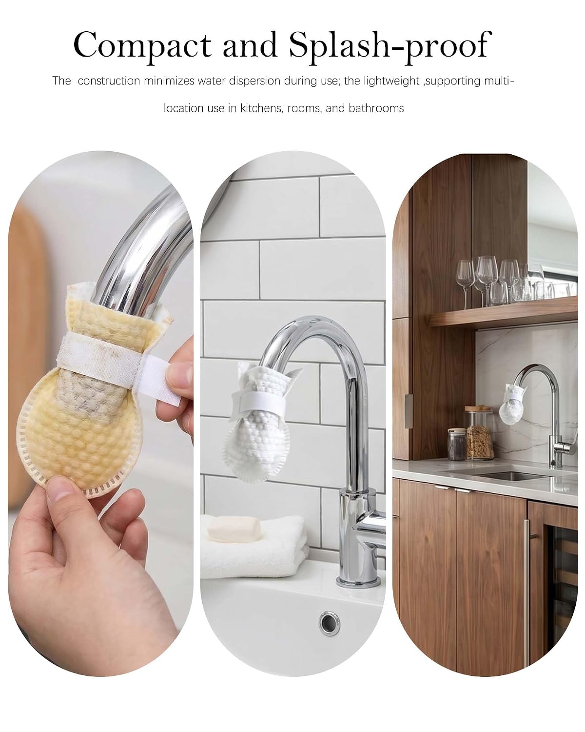 100 Packs Faucet Filter Cotton Pouch Kit,Universal Replaceable | Faucet Filter Cotton Bag for Kitchen Sink, Bathroom and Shower Faucets,Compact Water Clean Guard