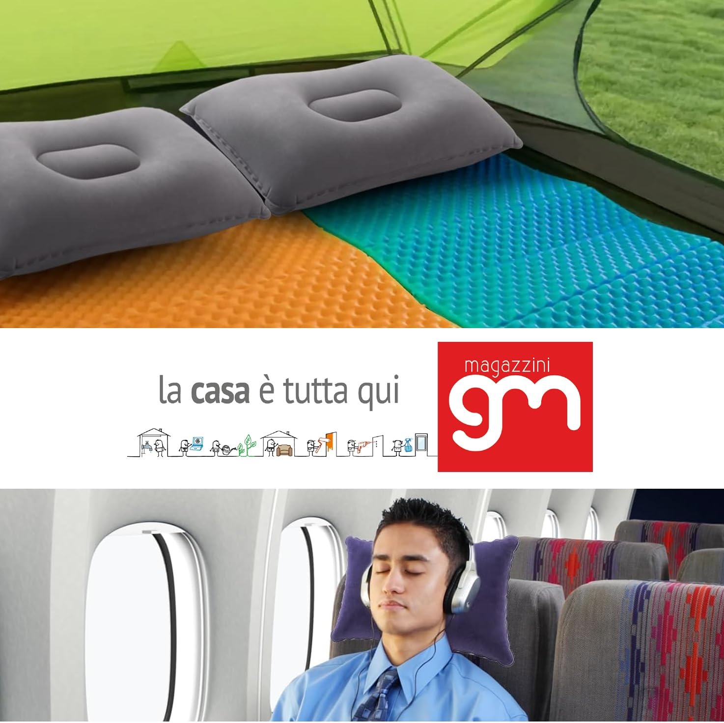 Cuscino Gonfiabile, Cuscini Gonfiabili da Viaggio per Auto Treni Autobus Spiaggia Campeggio Escursioni, Morbido in Velluto Ottimo Relax (1, Fucsia)