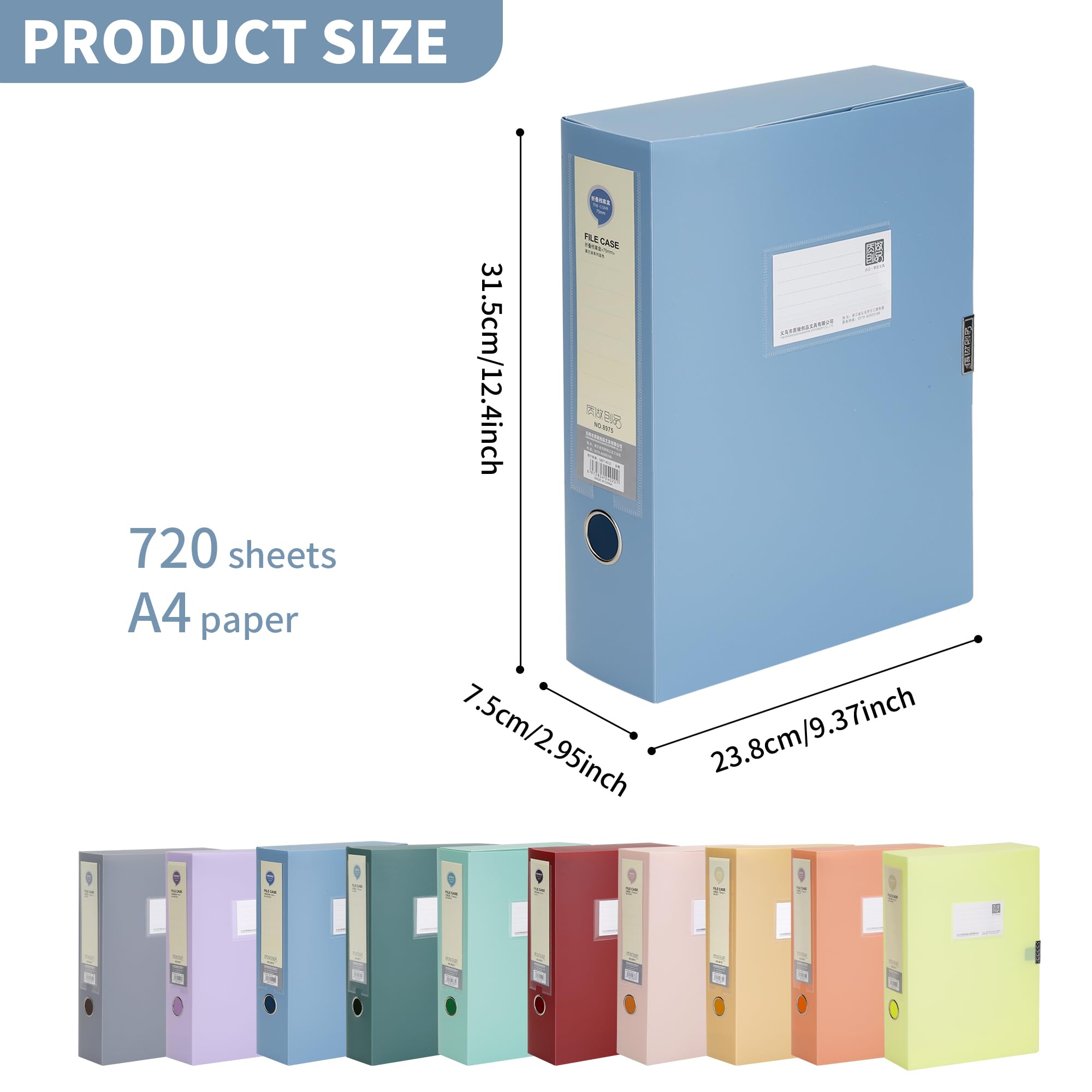 YKUKIZEE 10 Pack Colour A4 Box Files Assorted, 75mm Spine A4 File Box Deep Folders - Image 2