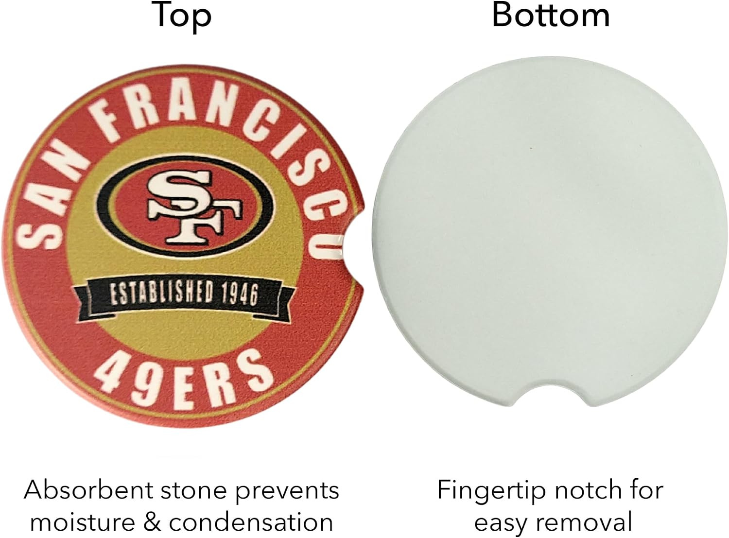 Fan Creations San Francisco 49ers Set of 2 Car Coasters - NFL Fan Gift image 4