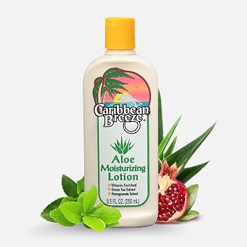 Caribbean Breeze Aloe Moisturizing Lotion, Aloe Vera Lotion for Body, Vitamin Enriched Aloe Lotion with Green Tea and Pomegranate, 8.5 oz 250 ml