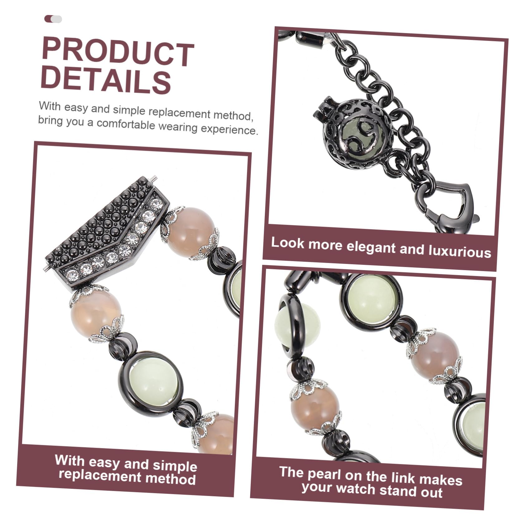 2 Piezas Correa de Perlas para Watch Active Pulsera Decorativa Resistente y Fácil de Cambiar Elegante y Cómodo