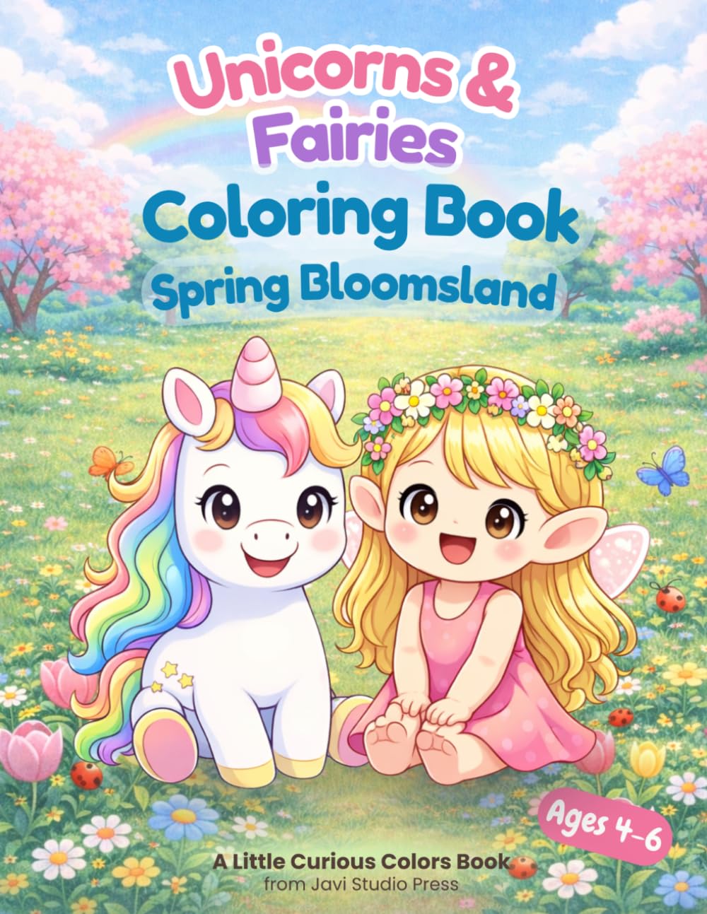 Unicorns & Fairies: Spring Bloomsland: A blooming Seasonal Story Coloring Book for Kids