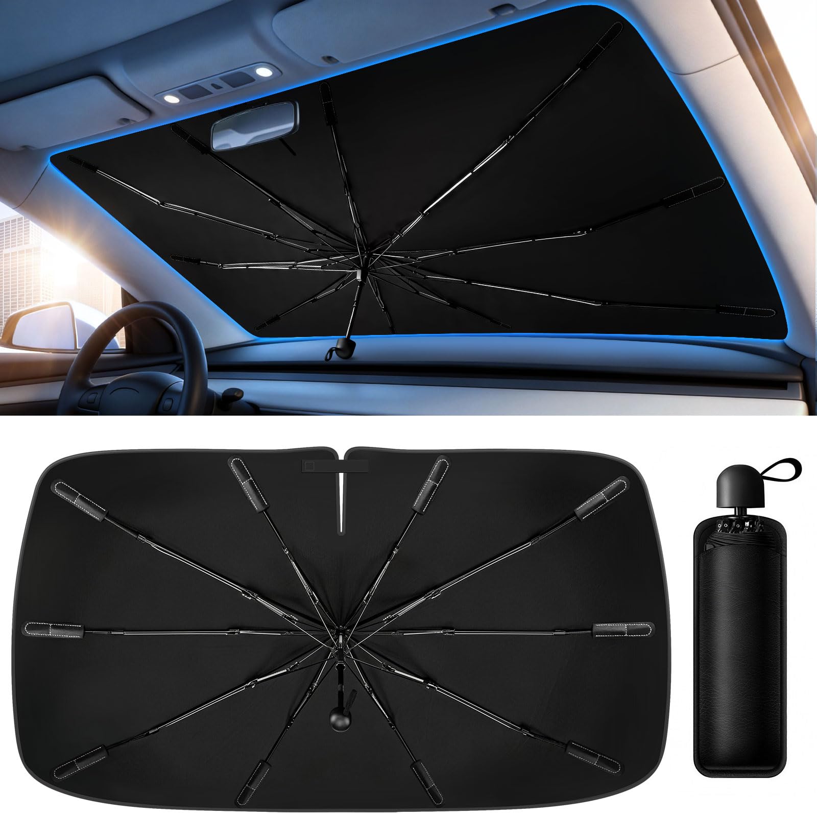 Photo 1 of TryLook Windshield Sun Shade Umbrella, 56" x 31"