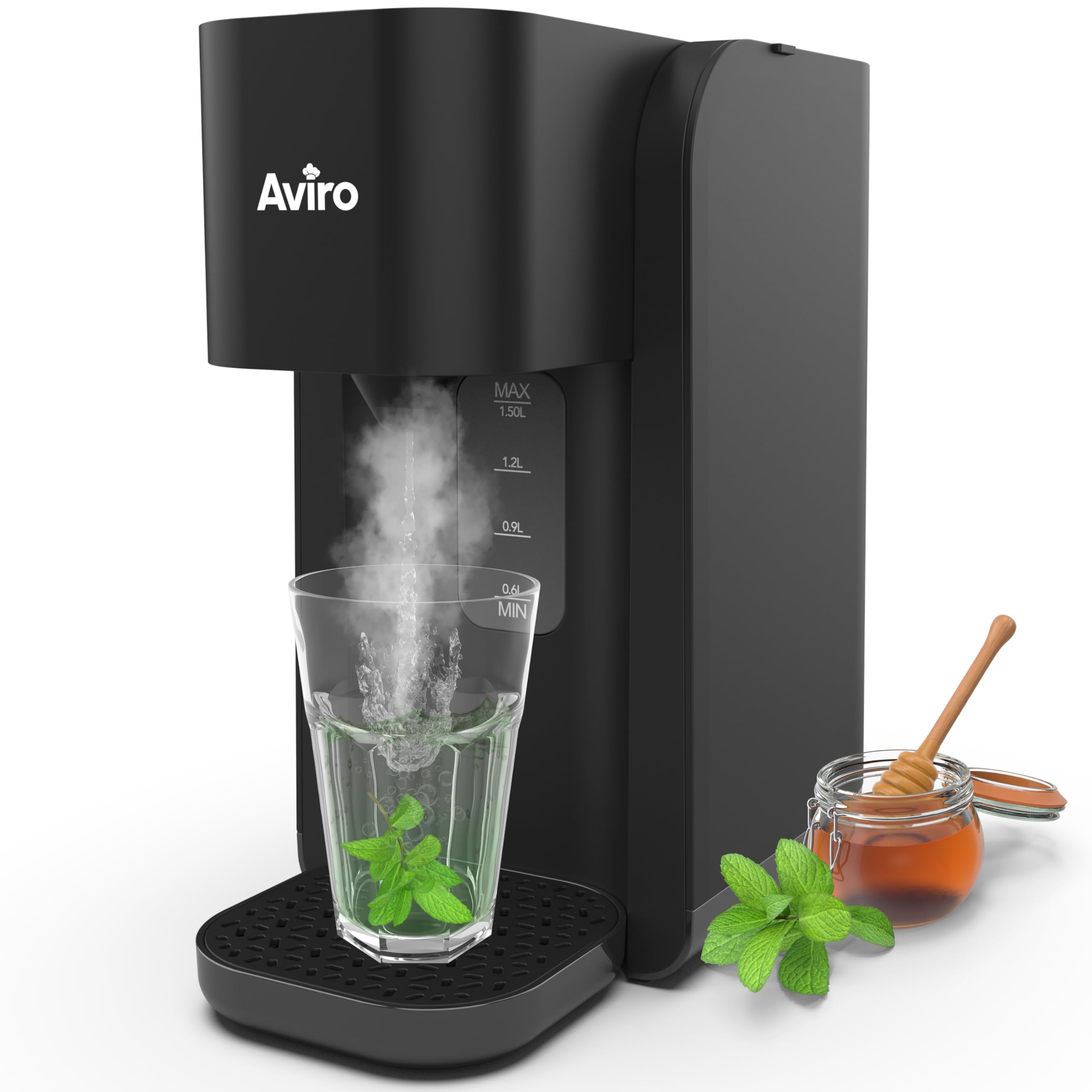Aviro Heißwasserspender – Heißwasserhahn – 100 °C – Luxus-Schnellkocher – 2200 W – 1,5 l Schwarz