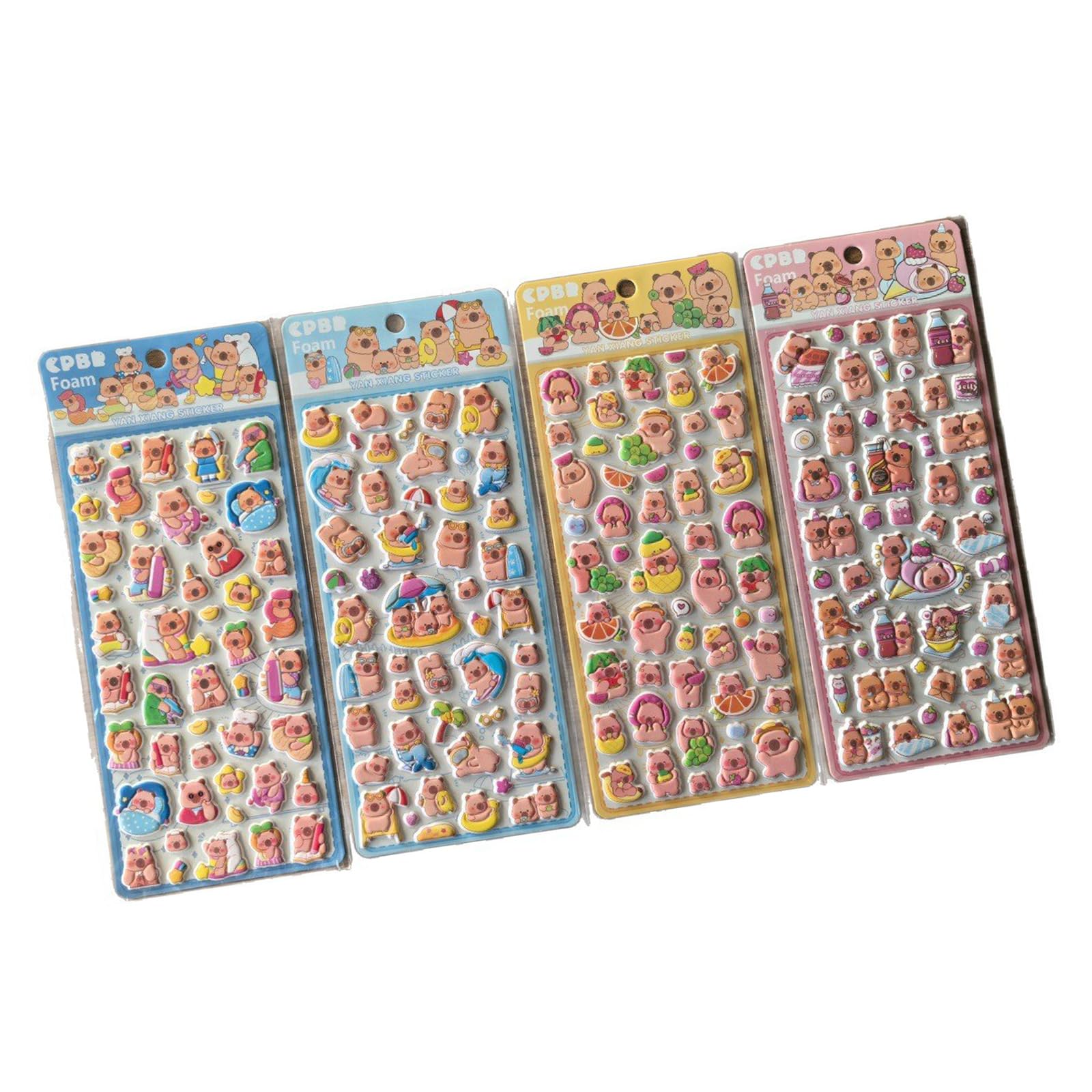 Adorable Sticker Cartoon Stickers Tiny Handcraft Stickers Tiny Sticker for Water Bottle, Notebook, Scrapbooking Puffier