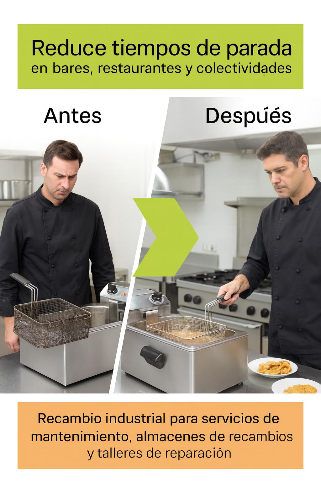 CubetasGastronorm ® Cesta Freidora 320x255x120 Mm Acero Cromado Mango Termoaislado Recambio Industrial compatible con Olis Baron Bartscher Metos Freidoras Gas Coccion Hosteleria Reparacion Hogar