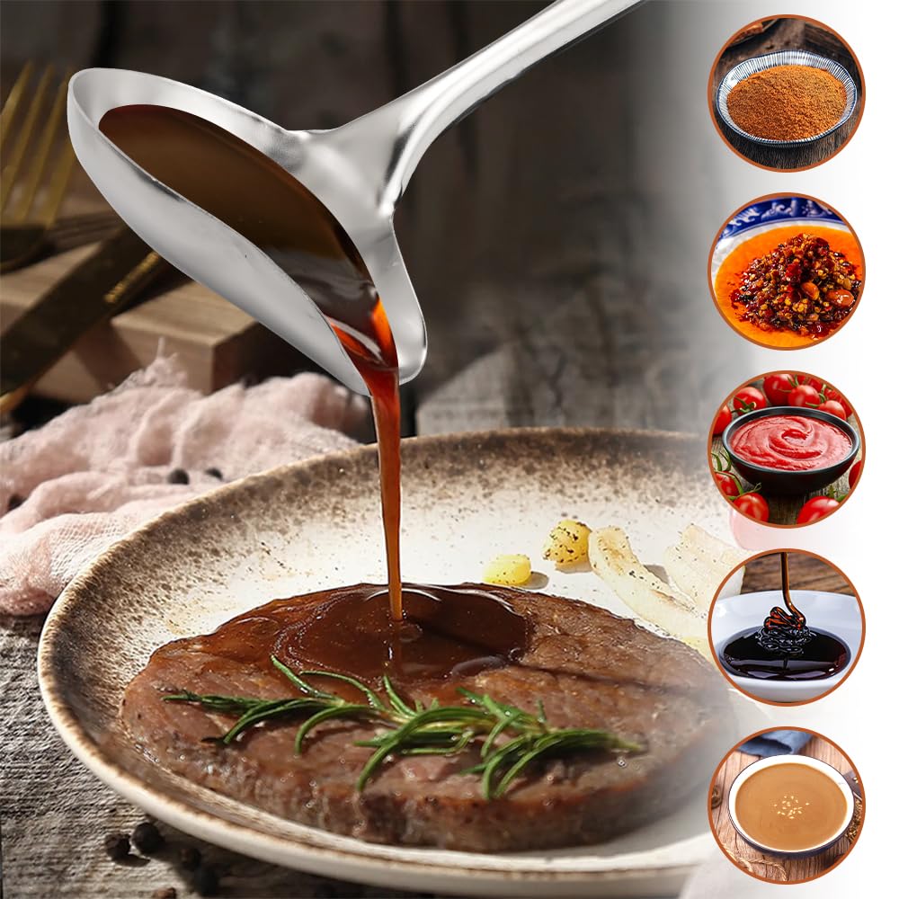 2 Louches à Sauce En Inox 30 Cm - Bec Verseur - Pour Soupes, Sauces - Lave-vaisselle Safe