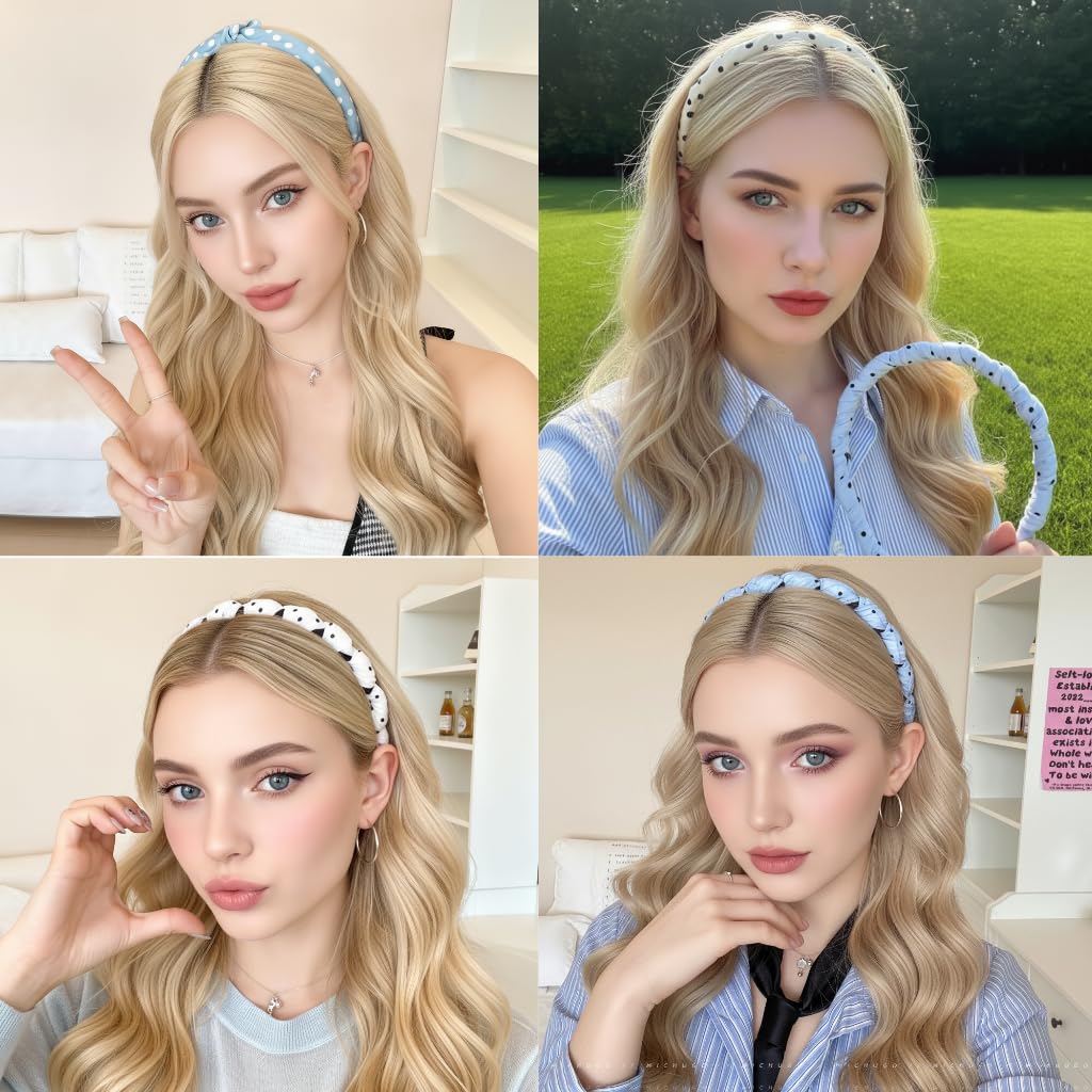 2026 U Shape Fashion Comb Headband, High Cranium Hair Comb for Women, Reversible Korean Hair Bands for Women,Polka dots Headband Gifts for Teen Girls(2PCS,Green+White) - Image 2