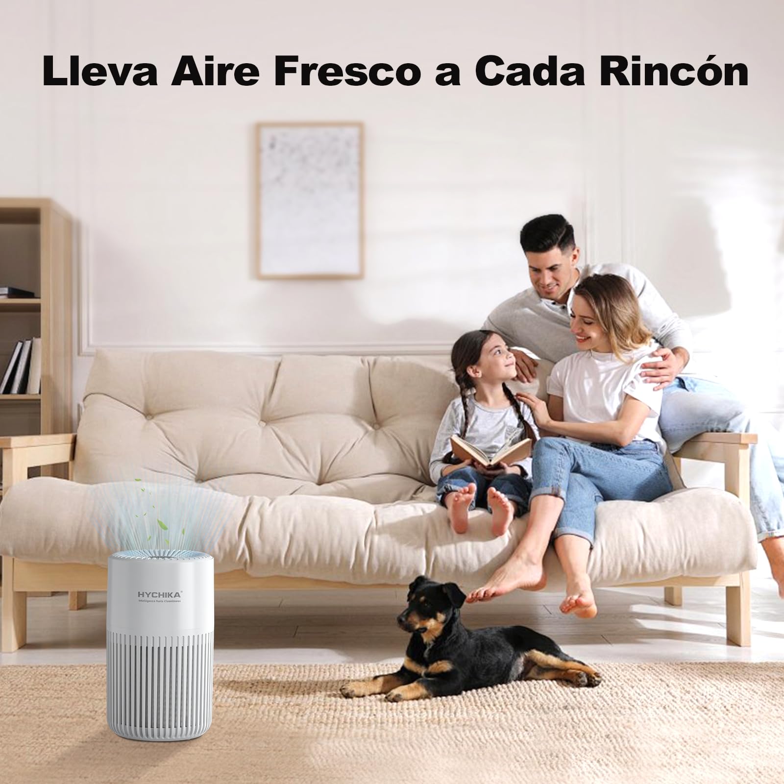 HYCHIKA Purificador de Aire con Filtro HEPA H13, Air Purifier con Aromaterapia, 20dB Modo Sueño, Elimina 99,97% de Polvo, Polen, Humo y Olores, 3 Luces Nocturnas, Temporizador, para Hogar y Dormitorio