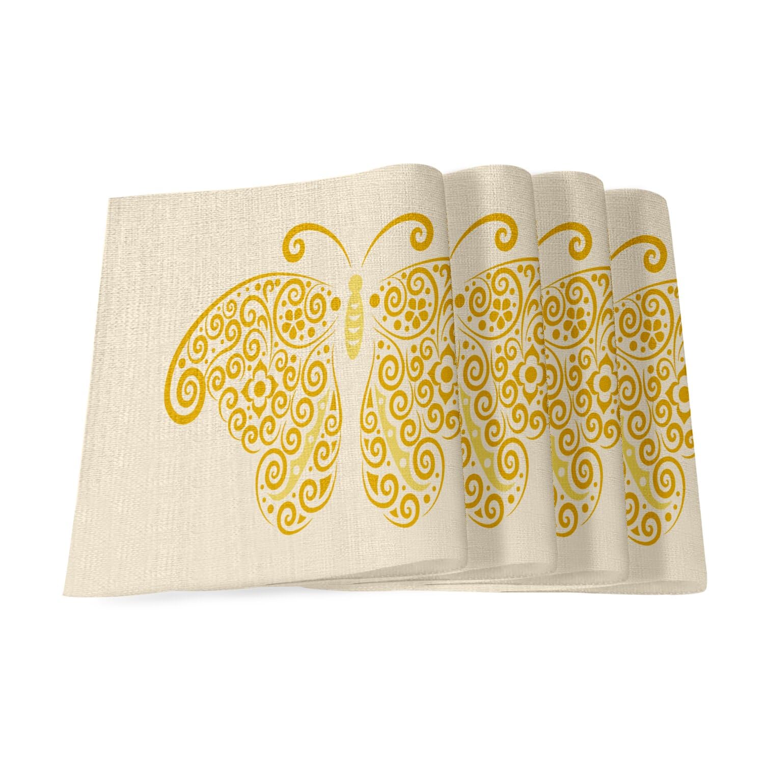Sets de table en lin grand format 40x28.5 cm au dessin papillon arabesque chic