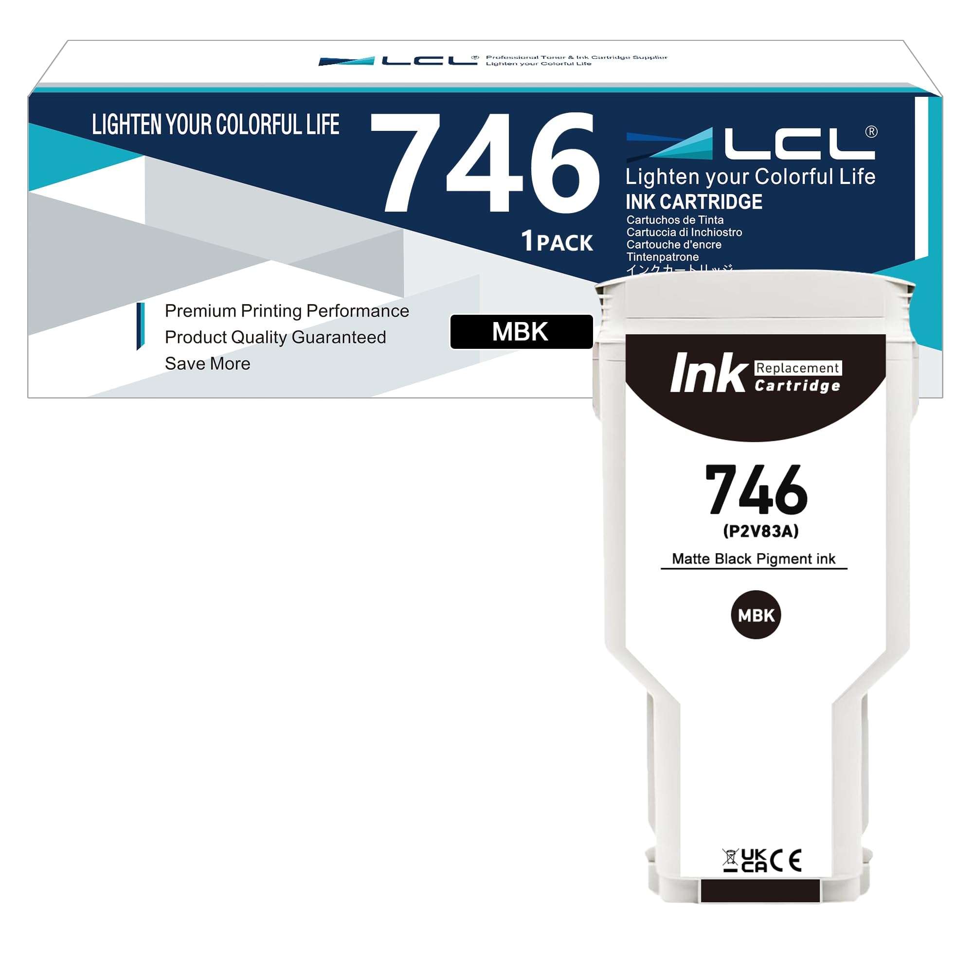 LCL 746 746XL MBK ad alta capacità da 300-ml Cartuccia d'inchiostro | Sostituzione per HP 746 P2V83A Compatibili con HP DesignJet Z6 Printer HP DesignJet Z9+ Printer (1-Pack)