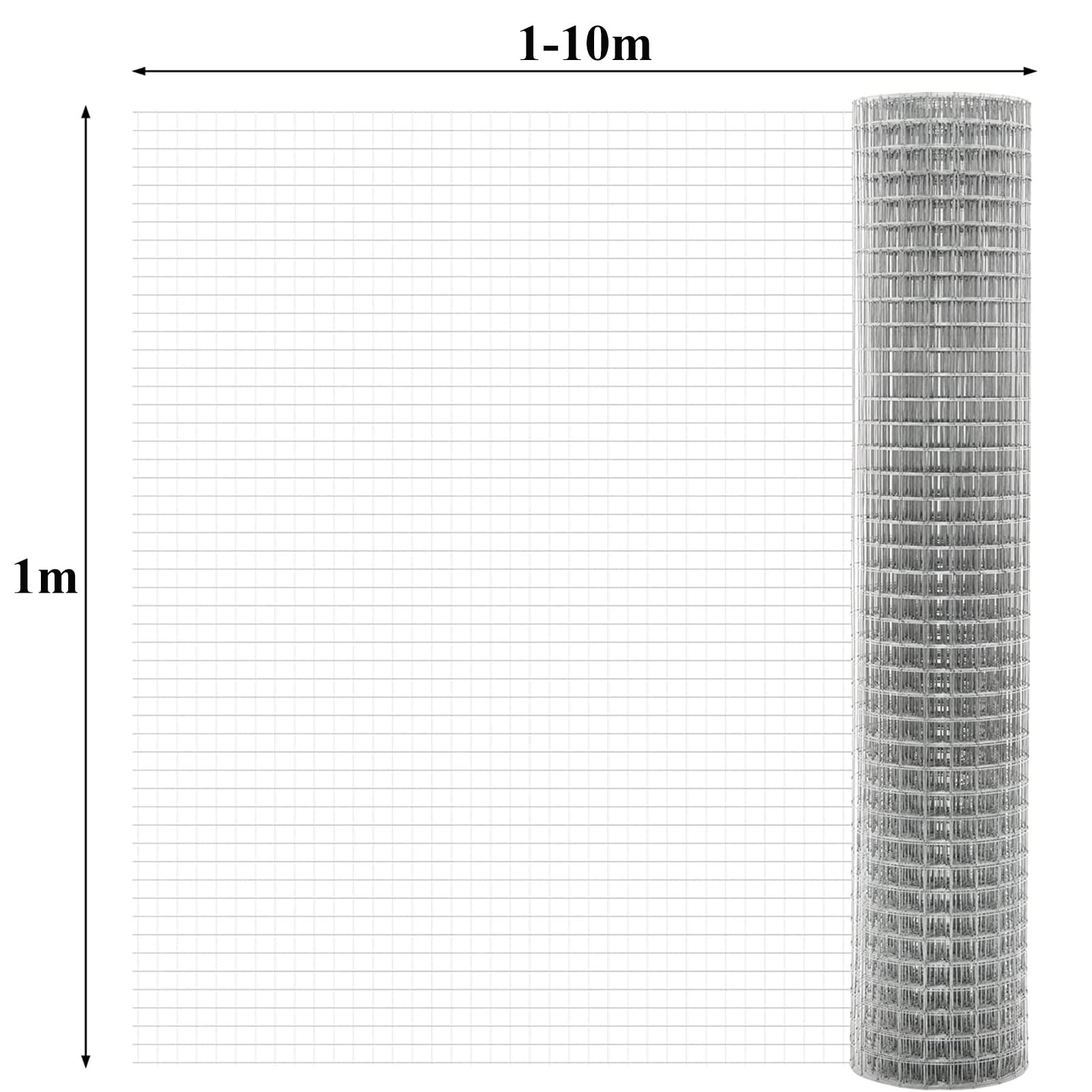 Rollo de malla de alambre soldado de acero inoxidable 304, agujero de 12 mm, valla de ganado para pollos, conejos, perros, jardín y resistente al óxido (1 x 9 m)