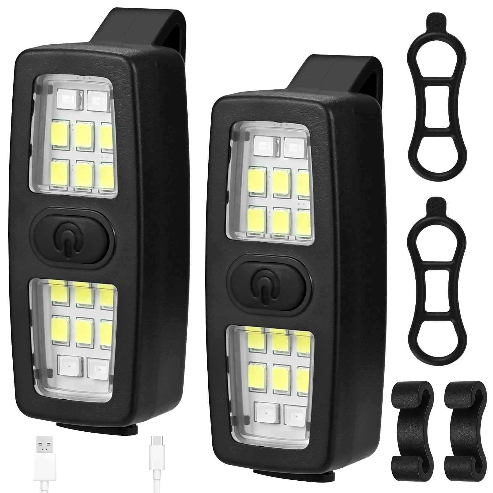 TW1TGOFT Clip On Flashlight 2Pack - Hands Free Running Lights for Runners, Body Chest Wrist Torch with 7 Modes, Rechargeable Safe Light for Running Night Dog Walking Camping Hiking