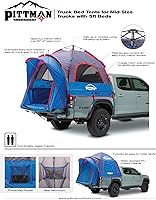 Vista 3 de Pittman - Truck Bed Tent with EZ-UP Design - Truck Tent for Camping - Includes Rain Fly, Extra Wide Entry, Oversize Air Mesh & Porch Cover - Premium