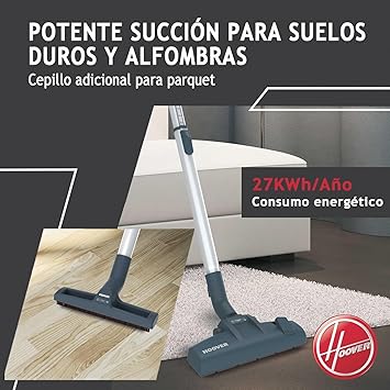 Hoover Breeze BR71_BR30 - Aspiradora sin Bolsa Trineo, Especial Pelo Mascotas, Cepillo Parquet y Accesorio 2en1, Depósito 2L, Diseño Compacto, Ciclónico, 700W, Filtro Epa, 78dba, Cable 5m4