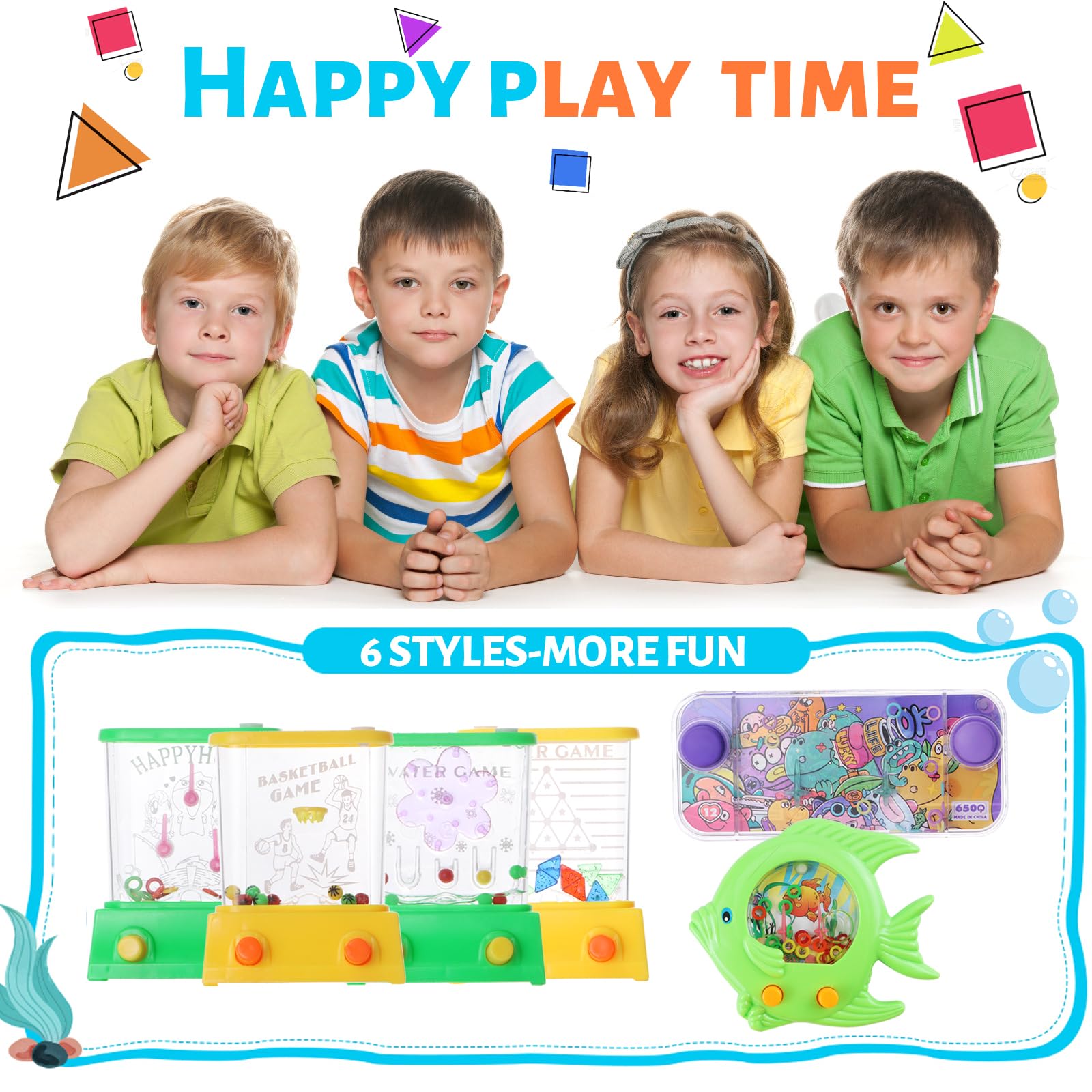 JSMTKJ Mini Jeu Anneaux de Lancement, 6 Pièces Arcade De Poche Jouet pour Enfants Jeu D'Eau Portable Mini Jeu D'Eau De Jeu D'Arcade De Poche pour Jeux D'Eau Sans Eau