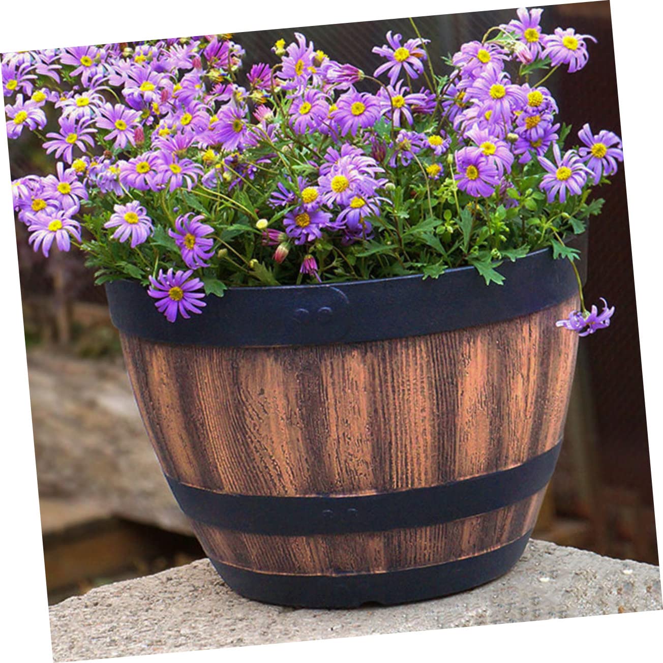 Amazon.com : PAMINGONO Whiskey Barrel Planter Plastic Barrel Flower Pot No  Holes for Water Plants : Patio, Lawn & Garden