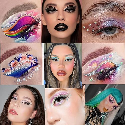 Miniatura 3 de Pegatinas de diamantes de imitación de acrílico autoadhesivas para maquillaje de rostro, cara y rostro, gemas para mujeres, accesorios de festival,