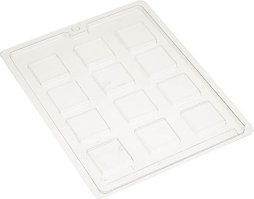 CybrTrayd Molde de caramelo de chocolate – Mentas cuadradas – 12 cavidades 1-1/2 pulgadas x 1-1/2 pulgadas x 1/4 pulgadas – Para dulces, galletas,