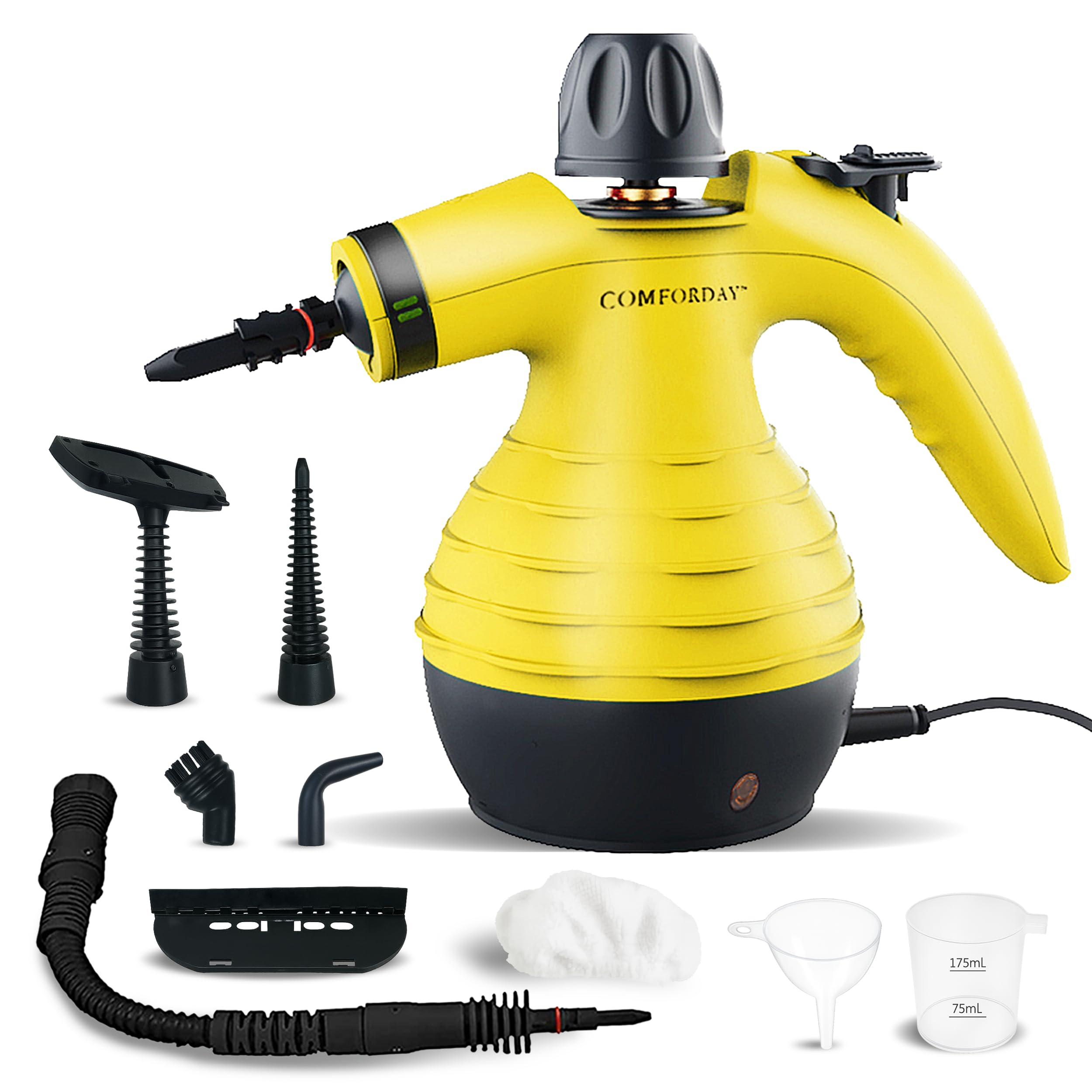 Comforday Multi-Purpose Handheld Pressurized Steam Cleaner with 9-Piece Accessories, Perfect for Stain Removal, Curtains, Car Seats, Floor, Carpet, Window Cleaning