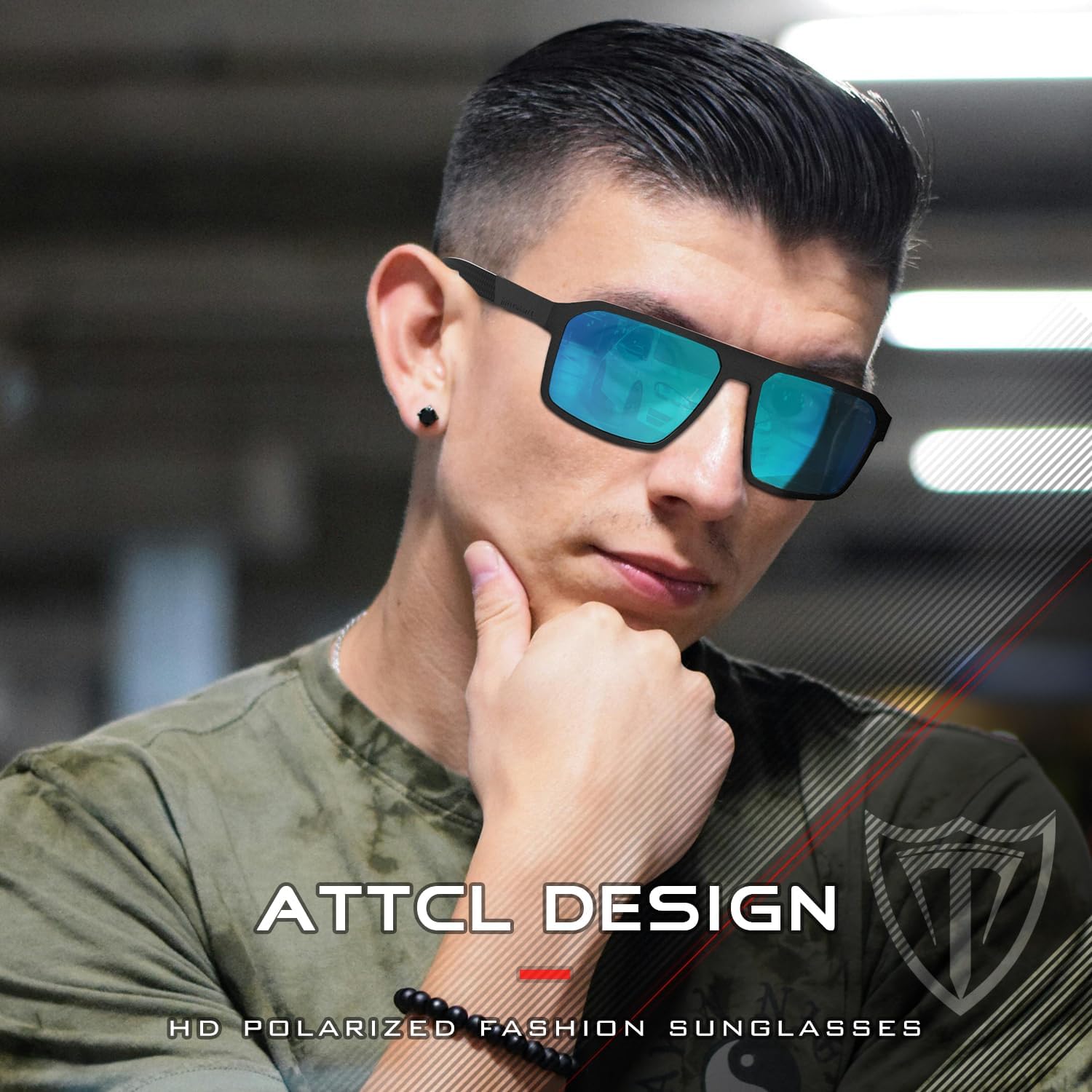 ATTCL Polarized Sunglasses Men Driving: Lightweight Metal Frame Fiber Temples UV400 Protection Stylish Hexagonal Sun glasses - Image 3