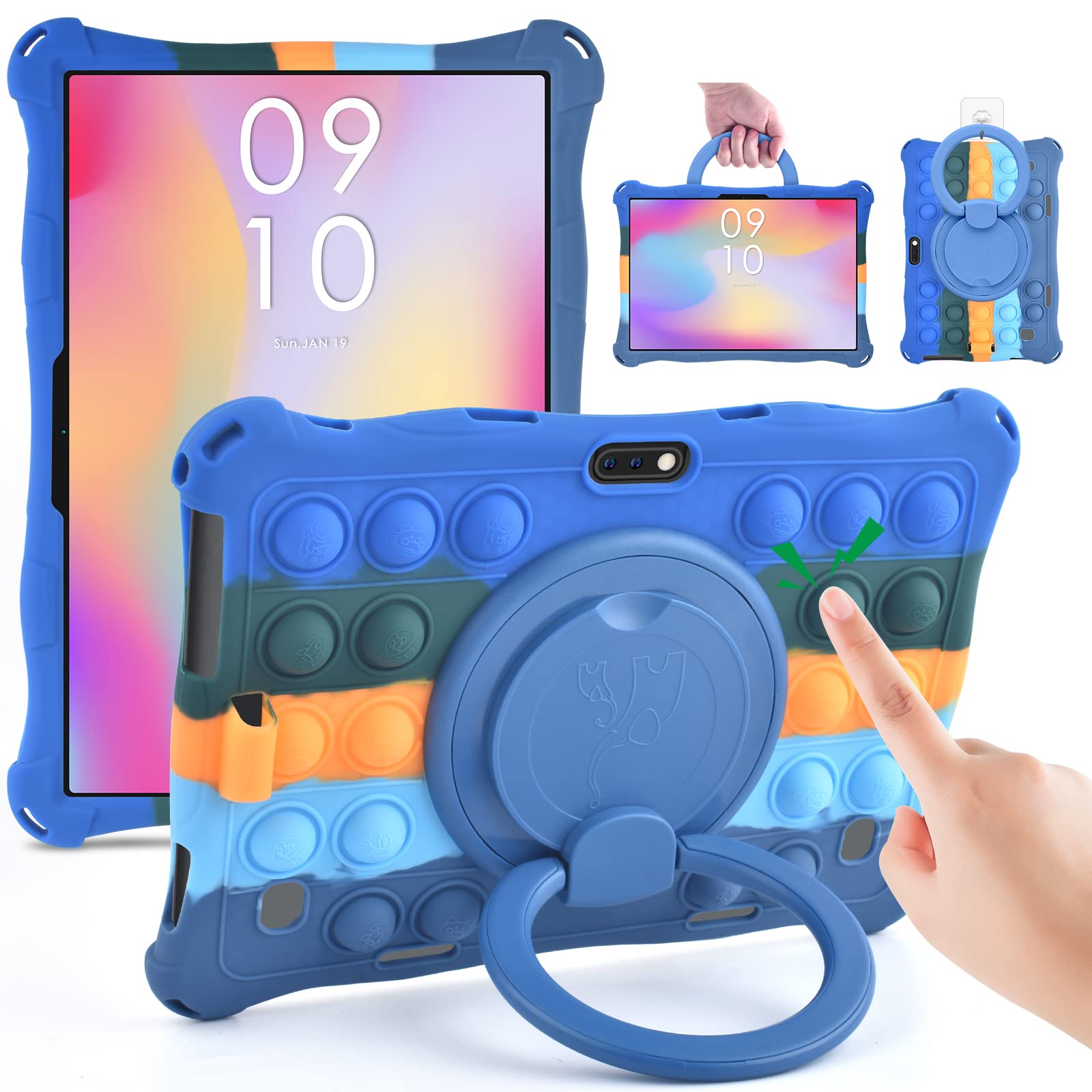 DETUOSISilicone Case for 10 inch Tablets - Dragon Touch Notepad K10, Hoozo Touch 10, YELLYOUTH, Winsing, WECOOL, ZONKO - Dark Blue
